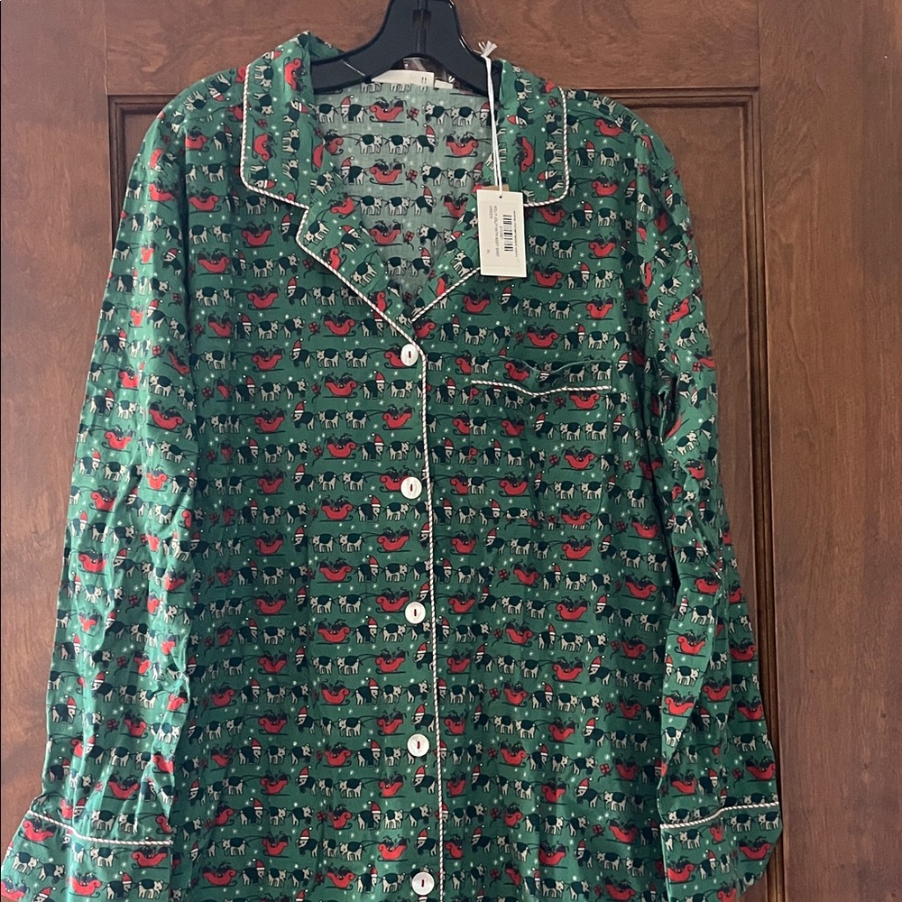 Roller Rabbit Green Pajama Top with Whimsical Print